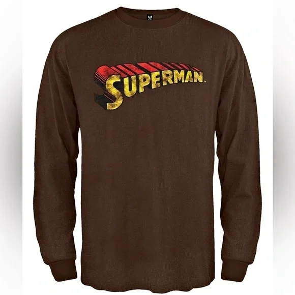 Brown DC Comics Long Sleeve Thermal Shirt - Picture 1 of 3